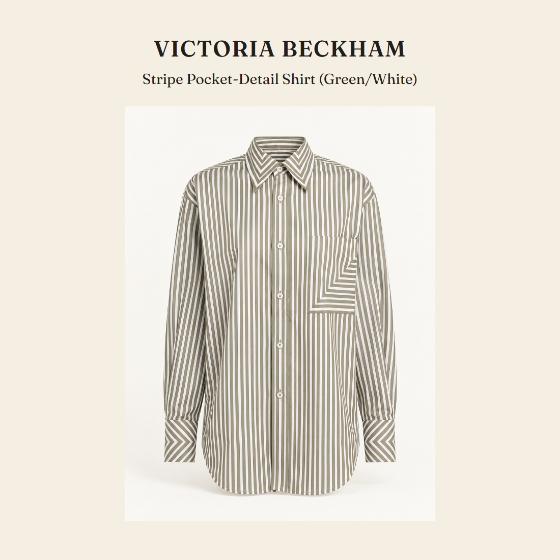 빅토리아 베컴(Victoria Beckham) Stripe Pocket-Detail Shirt (Green/White) 셔츠 - 영국 정품 직수입 | Lhea UK(레아영국)