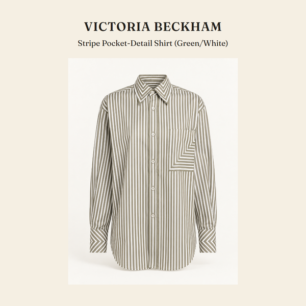 빅토리아 베컴(Victoria Beckham) Stripe Pocket-Detail Shirt (Green/White) 셔츠 - 영국 정품 직수입 | Lhea UK(레아영국)