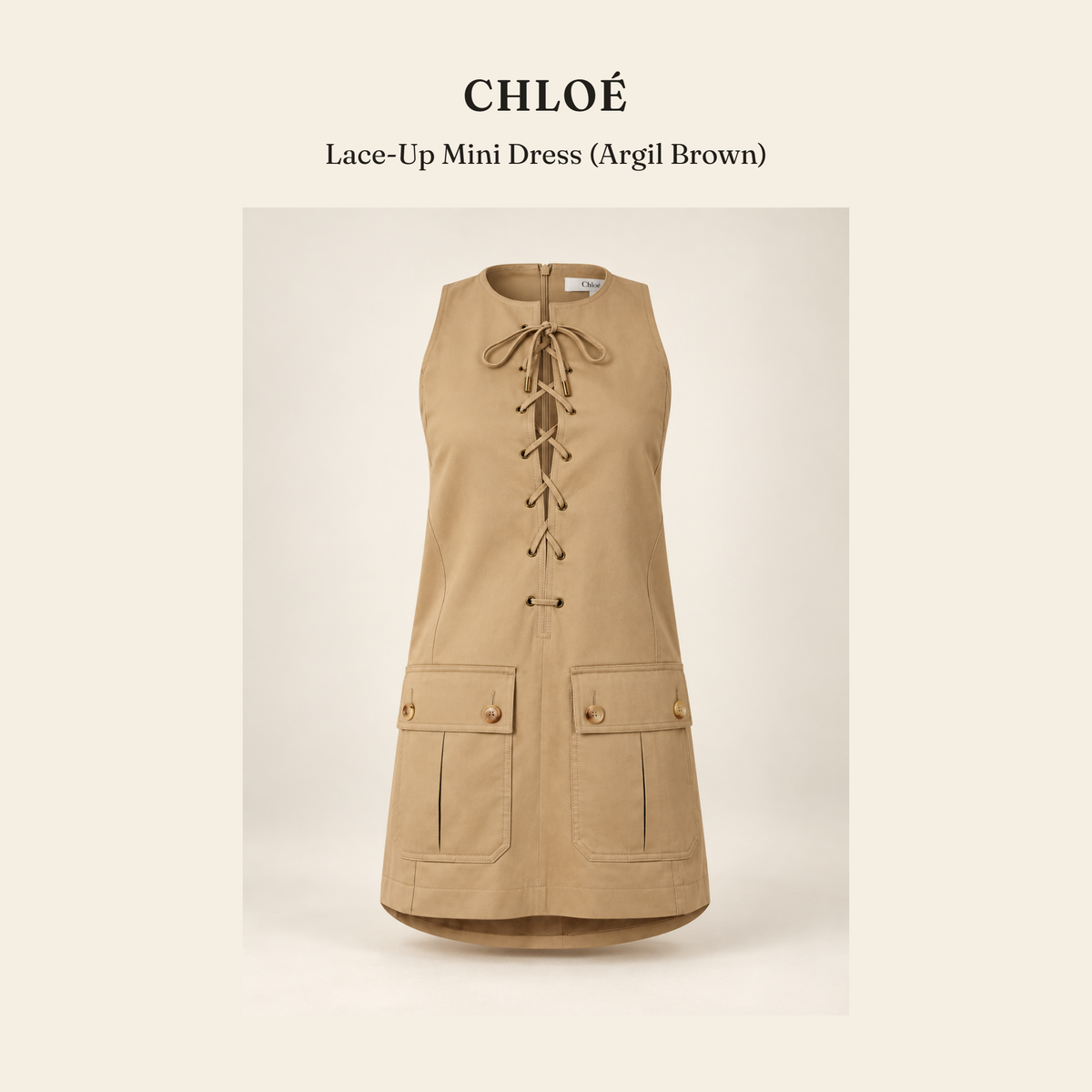 클로에(Chloé) Lace-Up Mini Dress (Argil Brown) 원피스 - 영국직구 정품 | 레아영국