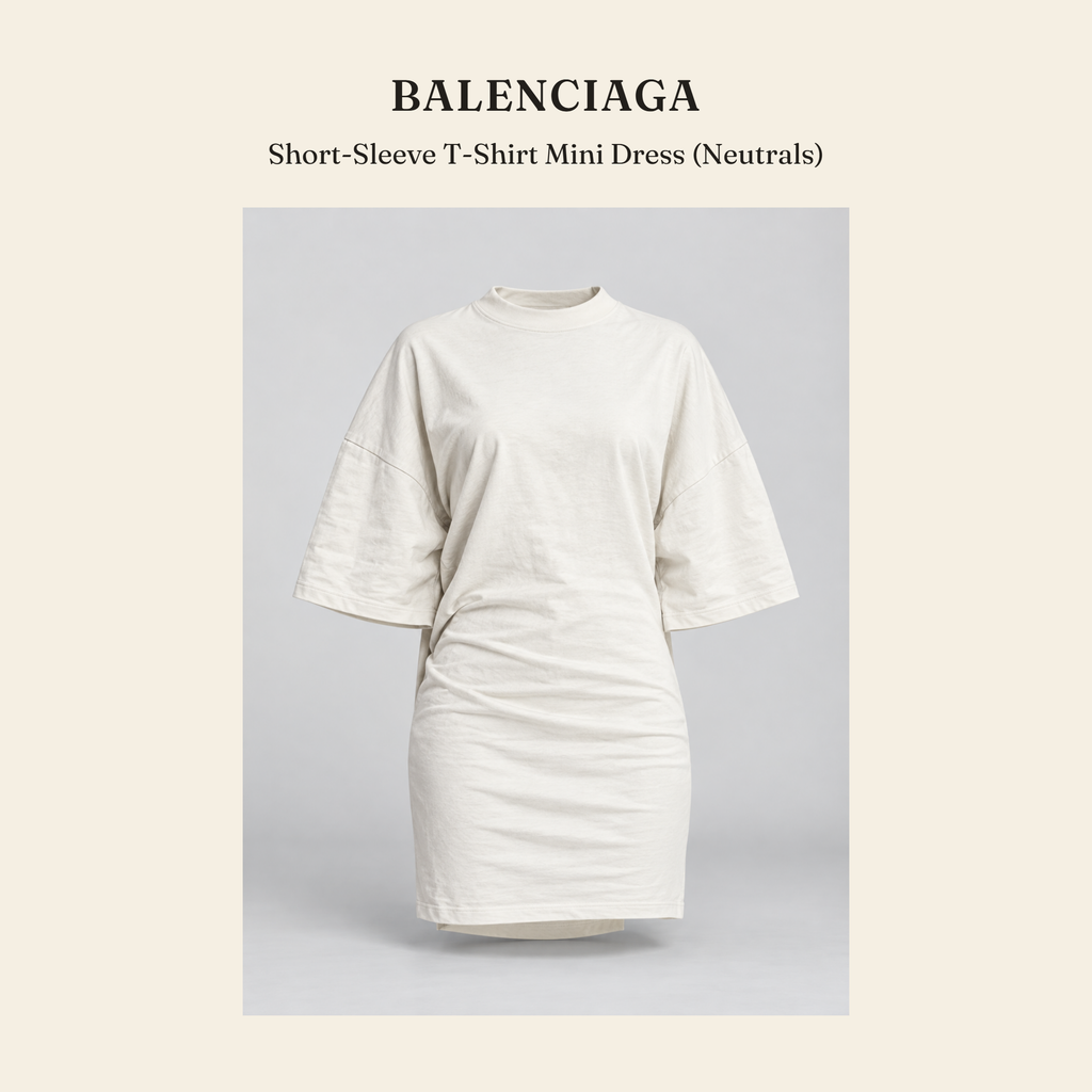 발렌시아가(Balenciaga) Short-Sleeve T-Shirt Mini Dress (Neutrals) 원피스 - 영국직구 정품 | 레아영국
