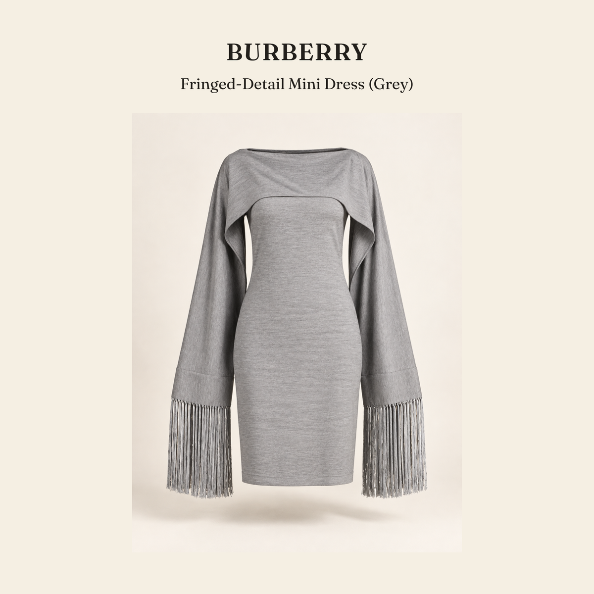버버리(Burberry) Fringed-Detail Mini Dress (Grey) 원피스 - 영국직구 정품 | 레아영국