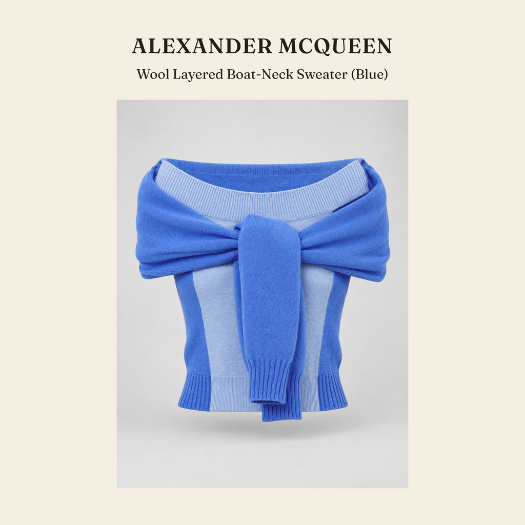 알렉산더 맥퀸(Alexander McQueen) Wool Layered Boat-Neck Sweater (Blue) - 영국직구 정품 | 레아영국