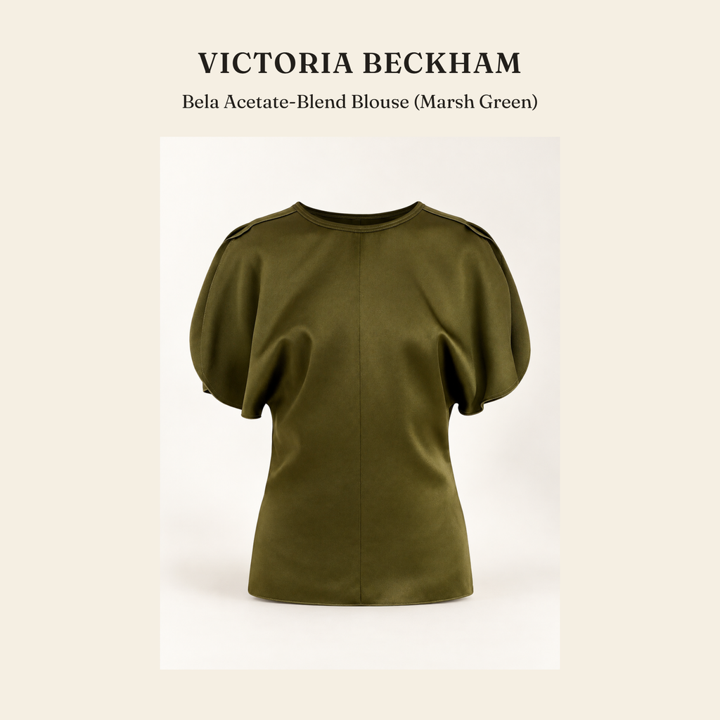 빅토리아 베컴(Victoria Beckham) Bela Acetate-Blend Blouse (Marsh Green) - 영국직구 정품 | 레아영국