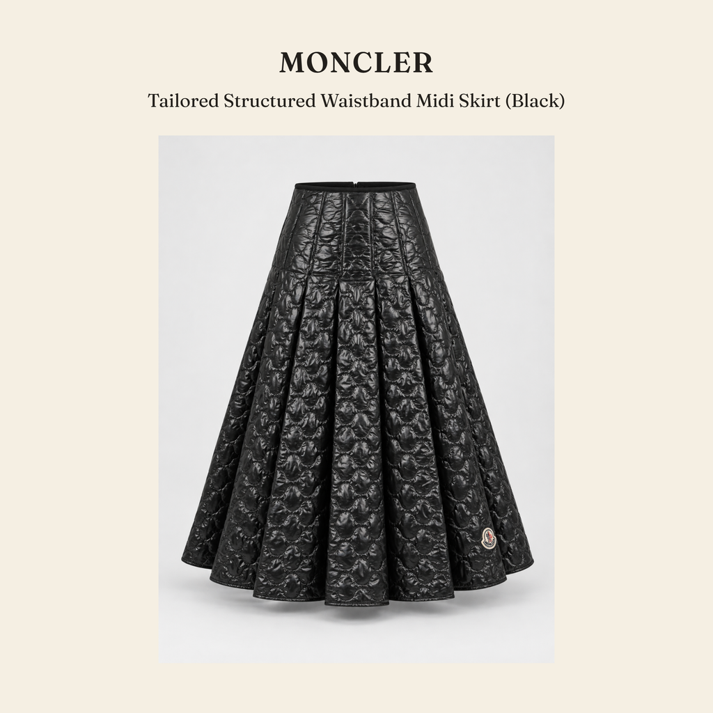 몽클레르(Moncler) Tailored Structured Waistband Midi Skirt (Black) - 영국직구 정품 | 레아영국