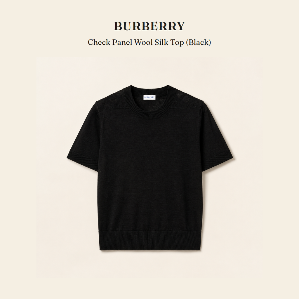 버버리(Burberry) Check Panel Wool Silk Top (Black) 니트웨어 - 영국 정품 직수입 | Lhea UK(레아영국)