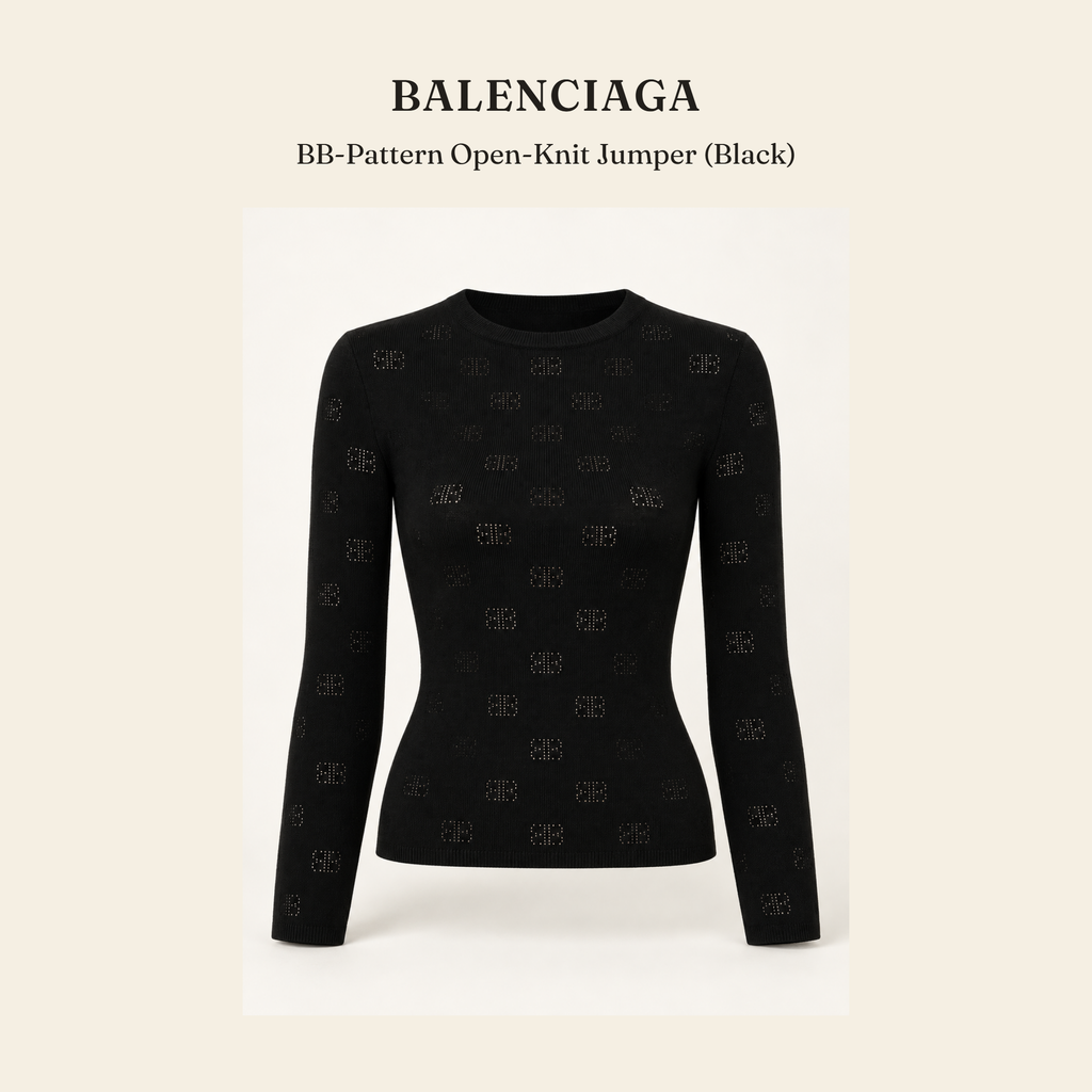 발렌시아가(Balenciaga) BB-Pattern Open-Knit Jumper (Black) - 영국직구 정품 | 레아영국