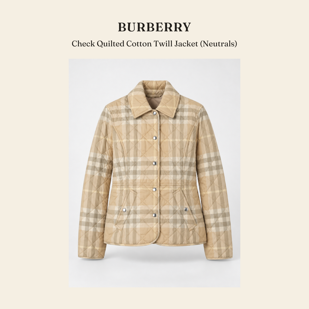 버버리(Burberry) Check Quilted Cotton Twill Jacket (Neutrals) - 영국직구 정품 | 레아영국
