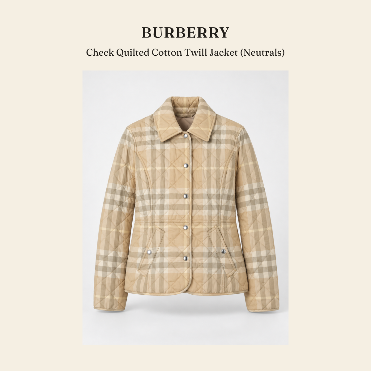 버버리(Burberry) Check Quilted Cotton Twill Jacket (Neutrals) - 영국직구 정품 | 레아영국