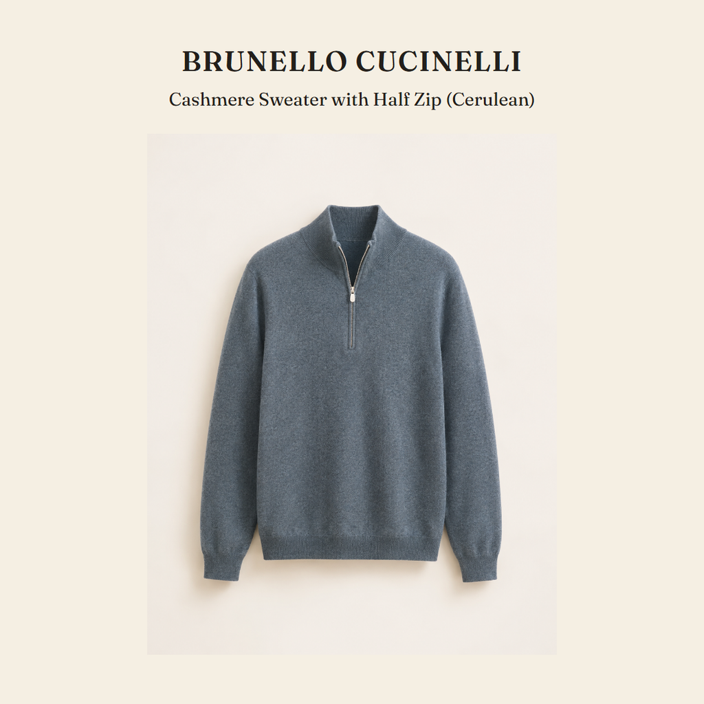 브루넬로 쿠치넬리(Brunello Cucinelli) Cashmere Sweater with Half Zip (Cerulean) 니트웨어 - 영국 정품 직수입 | Lhea UK(레아영국)