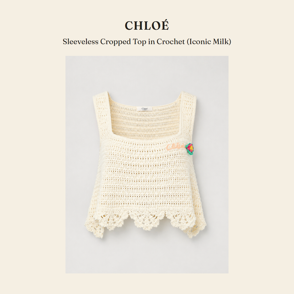 클로에(Chloé) Sleeveless Cropped Top in Crochet (Iconic Milk) - 영국 정품 직수입 | Lhea UK(레아영국)
