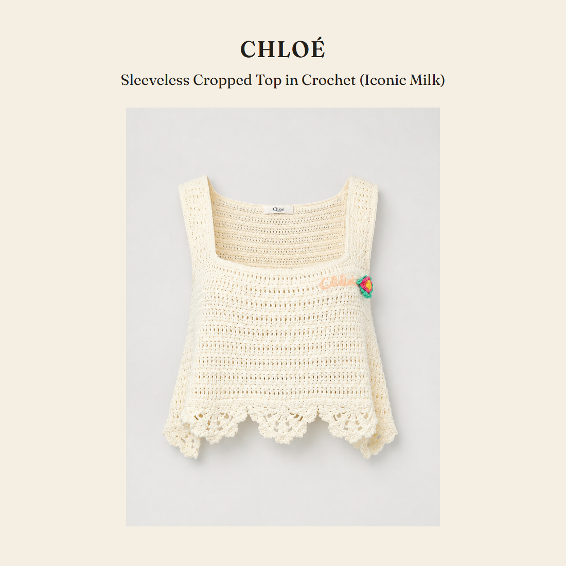 클로에(Chloé) Sleeveless Cropped Top in Crochet (Iconic Milk) - 영국 정품 직수입 | Lhea UK(레아영국)