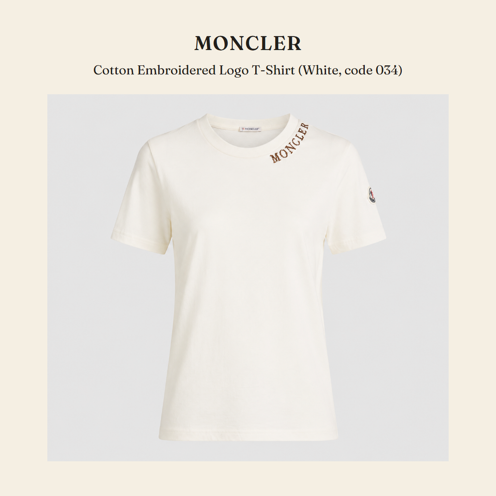 몽클레르(Moncler) Cotton Embroidered Logo T-Shirt (White, code 034) - 영국 정품 직수입 | Lhea UK(레아영국)