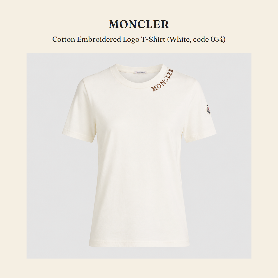 몽클레르(Moncler) Cotton Embroidered Logo T-Shirt (White, code 034) - 영국 정품 직수입 | Lhea UK(레아영국)