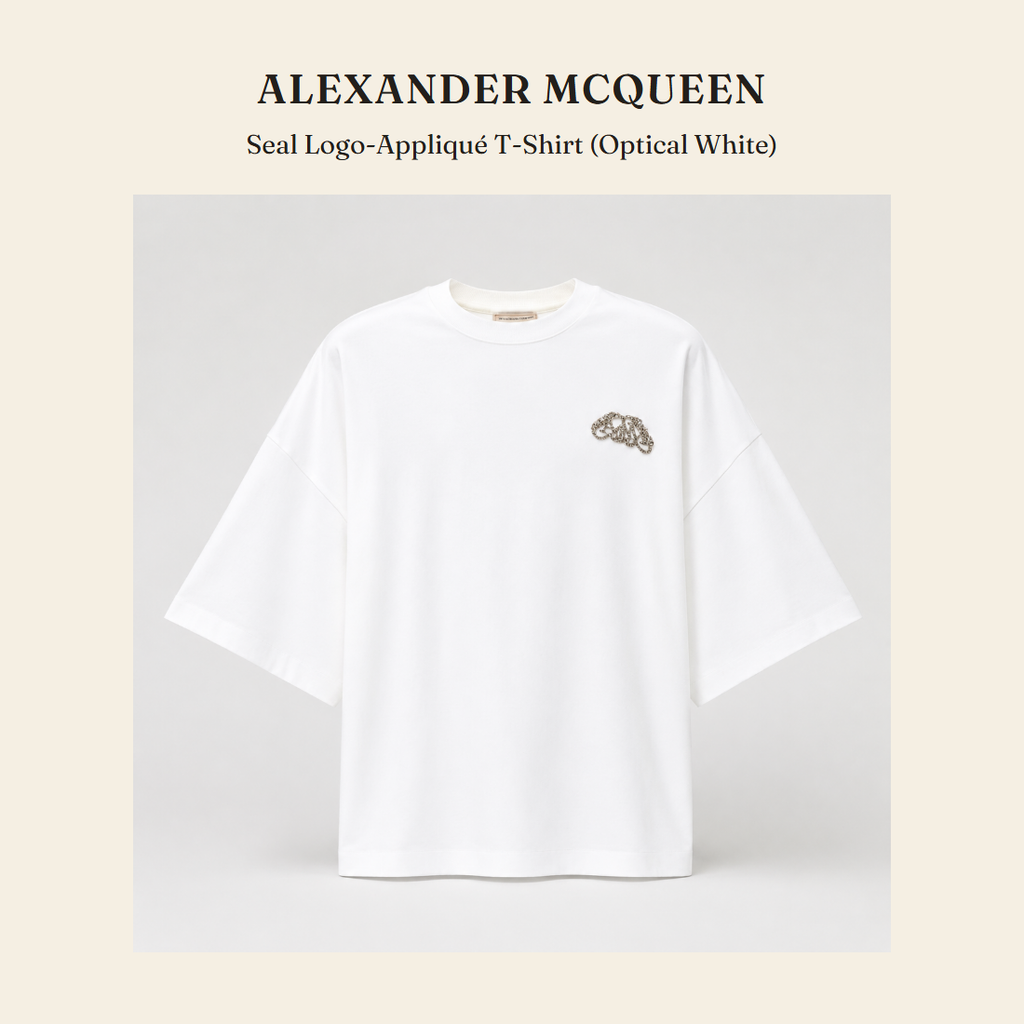 알렉산더 맥퀸(Alexander McQueen) Seal Logo-Appliqué T-Shirt (Optical White) - 영국 정품 직수입 | Lhea UK(레아영국)