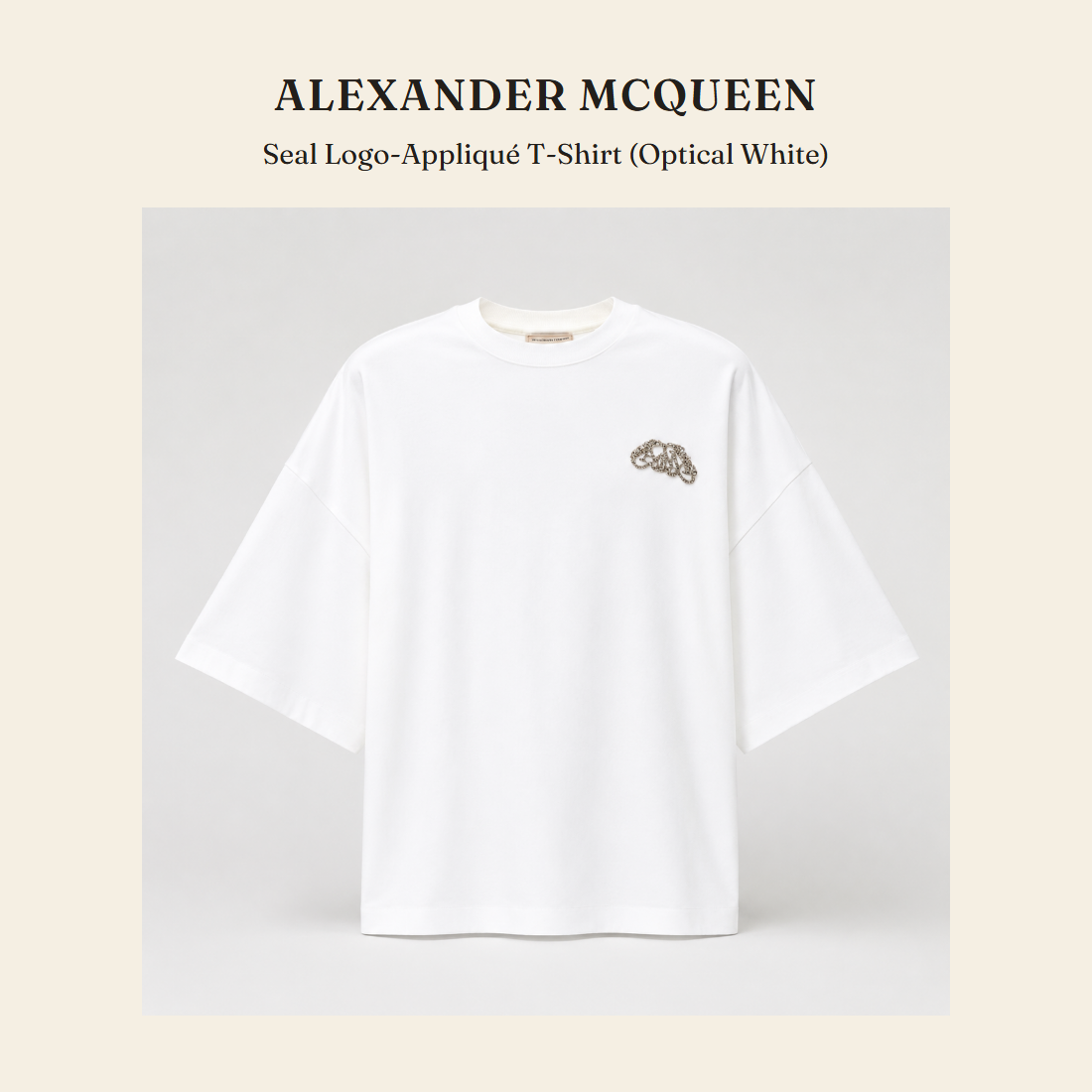 알렉산더 맥퀸(Alexander McQueen) Seal Logo-Appliqué T-Shirt (Optical White) - 영국 정품 직수입 | Lhea UK(레아영국)