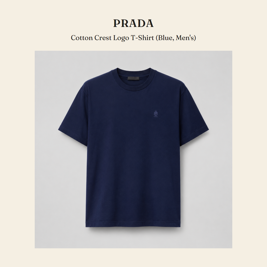 프라다(Prada) Cotton Crest Logo T-Shirt (Blue, Men's) - 영국 정품 직수입 | Lhea UK(레아영국)