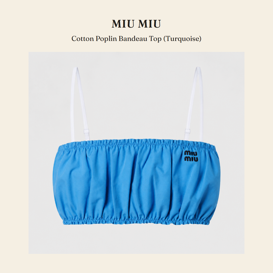 미우미우(Miu Miu) Cotton Poplin Bandeau Top (Turquoise) - 영국 정품 직수입 | Lhea UK(레아영국)