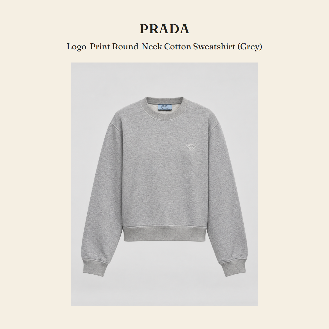 프라다(Prada) Logo-Print Round-Neck Cotton Sweatshirt (Grey) - 영국 정품 직수입 | Lhea UK(레아영국)
