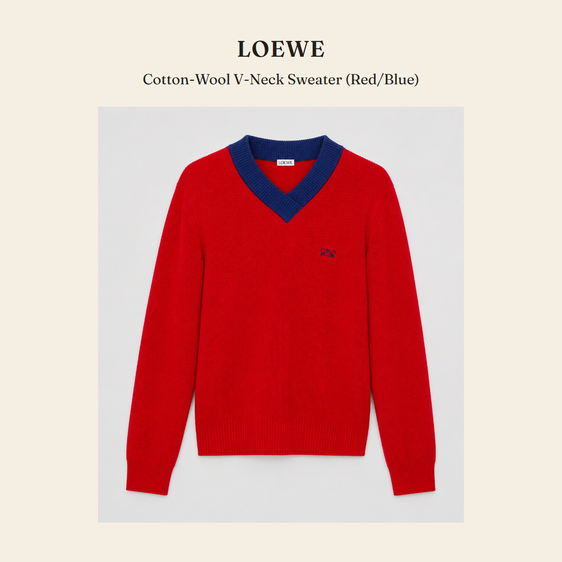 로에베(Loewe) Cotton-Wool V-Neck Sweater (Red/Blue) 니트웨어 - 영국 정품 직수입 | Lhea UK(레아영국)