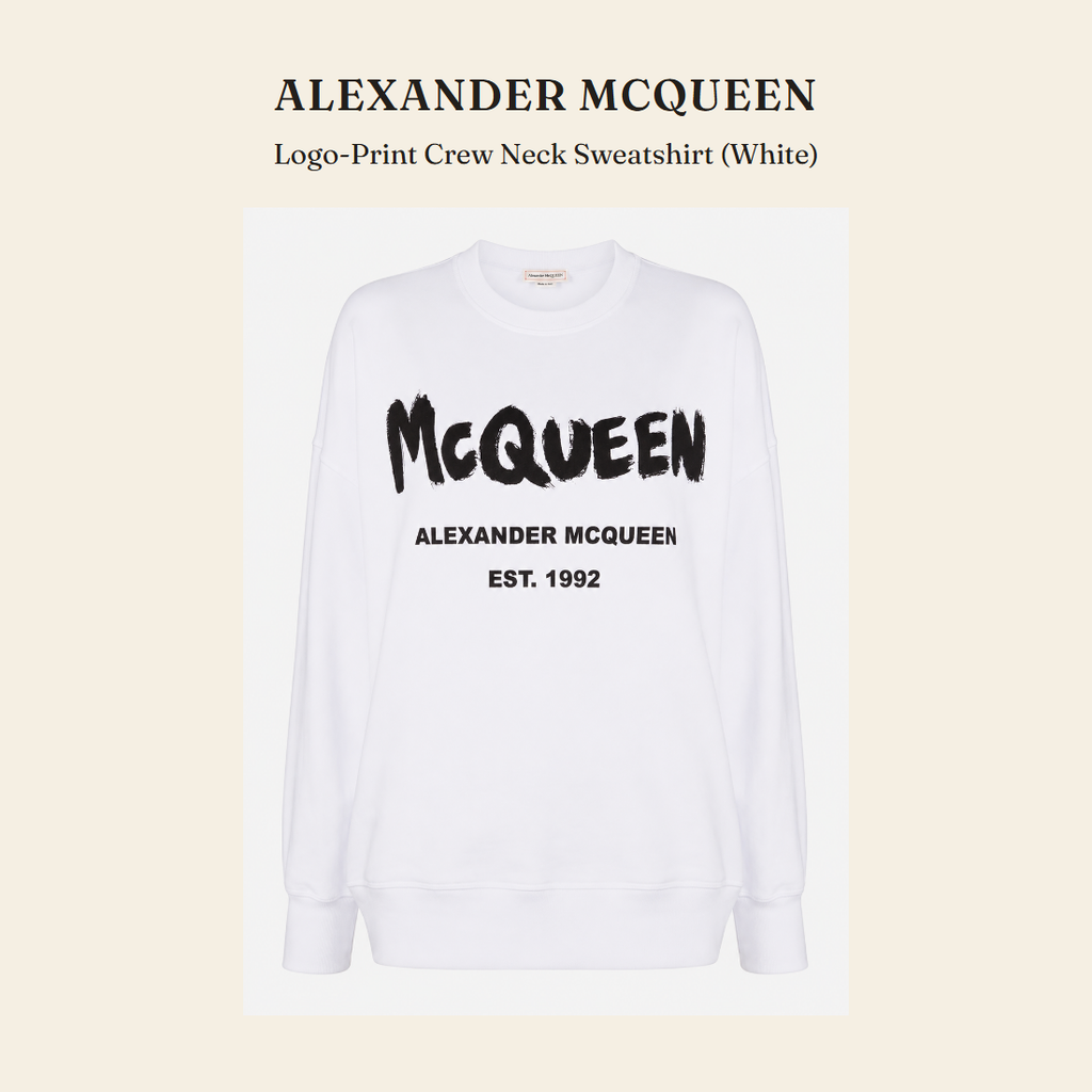 알렉산더 맥퀸(Alexander McQueen) Logo-Print Crew Neck Sweatshirt (White) - 영국 정품 직수입 | Lhea UK(레아영국)