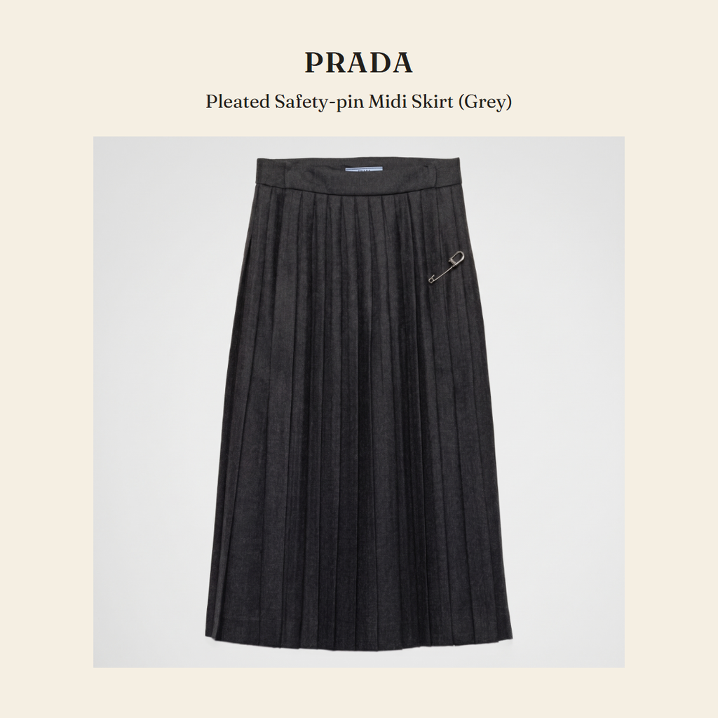프라다(Prada) Pleated Safety-pin Midi Skirt (Grey) - 영국 정품 직수입 | Lhea UK(레아영국)
