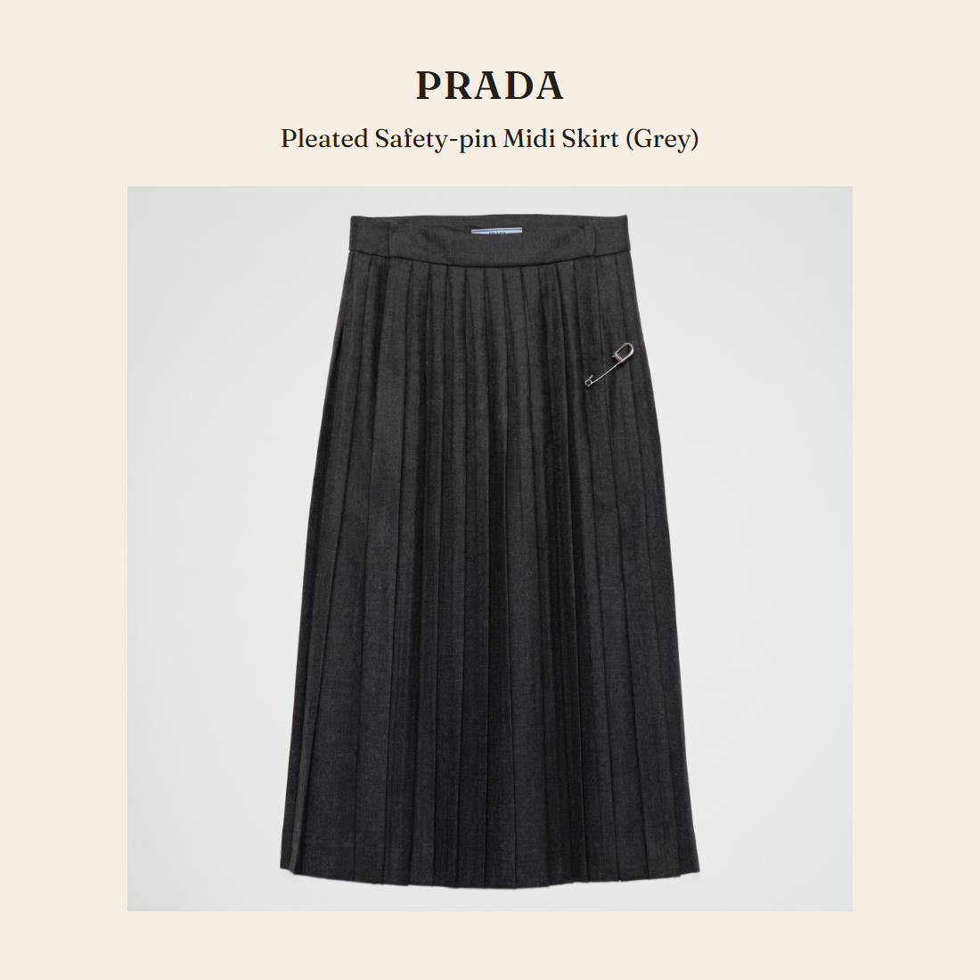 프라다(Prada) Pleated Safety-pin Midi Skirt (Grey) - 영국 정품 직수입 | Lhea UK(레아영국)