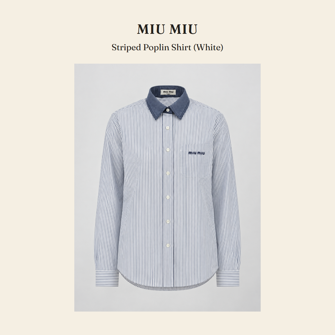 미우미우(Miu Miu) Striped Poplin Shirt (White) 셔츠 - 영국 정품 직수입 | Lhea UK(레아영국)