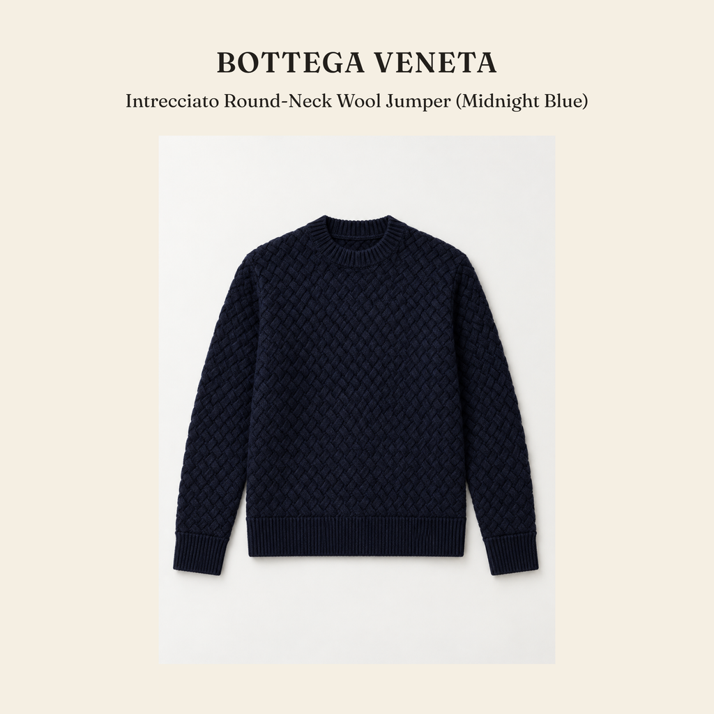 보테가 베네타(Bottega Veneta) Intrecciato Round-Neck Wool Jumper (Midnight Blue) 니트웨어 - 영국직구 정품 | 레아영국