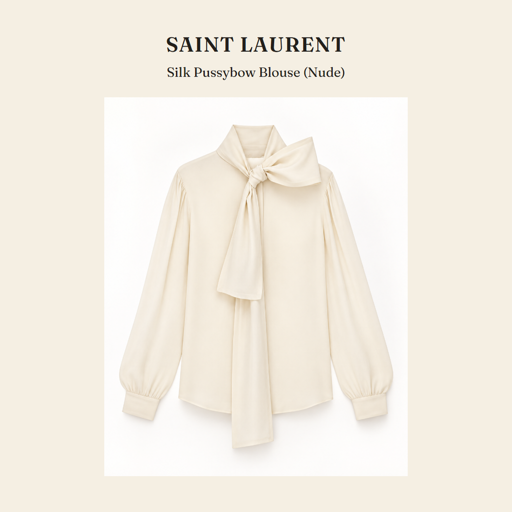 생로랑(Saint Laurent) Silk Pussybow Blouse (Nude) - 영국 정품 직수입 | Lhea UK(레아영국)