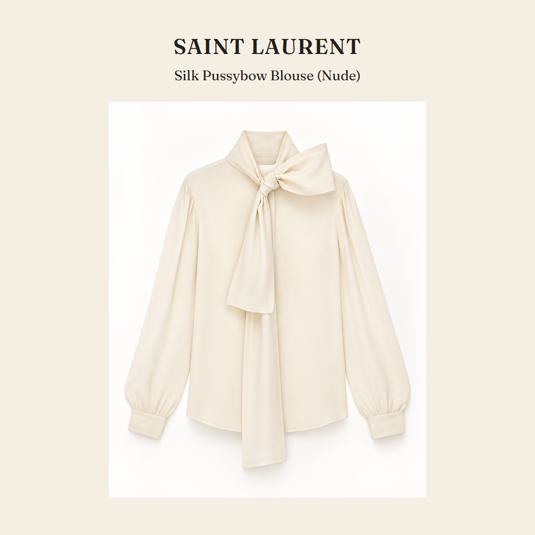 생로랑(Saint Laurent) Silk Pussybow Blouse (Nude) - 영국 정품 직수입 | Lhea UK(레아영국)