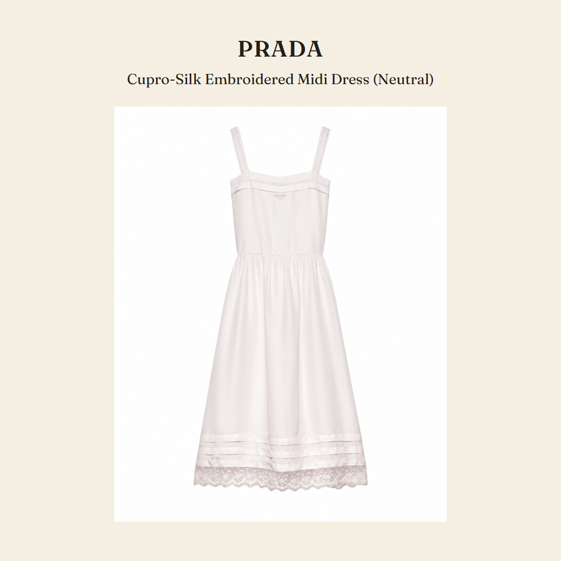 프라다(Prada) Cupro-Silk Embroidered Midi Dress (Neutral) - 영국 정품 직수입 | Lhea UK(레아영국)