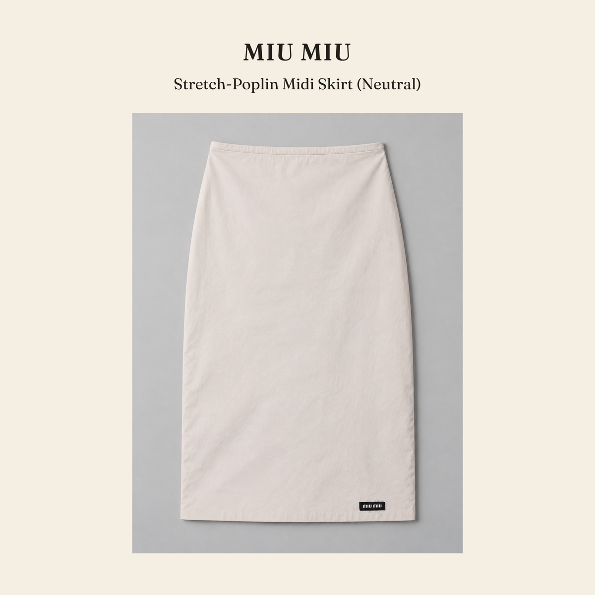 미우미우(Miu Miu) Stretch-Poplin Midi Skirt (Neutral) - 영국직구 정품 | 레아영국
