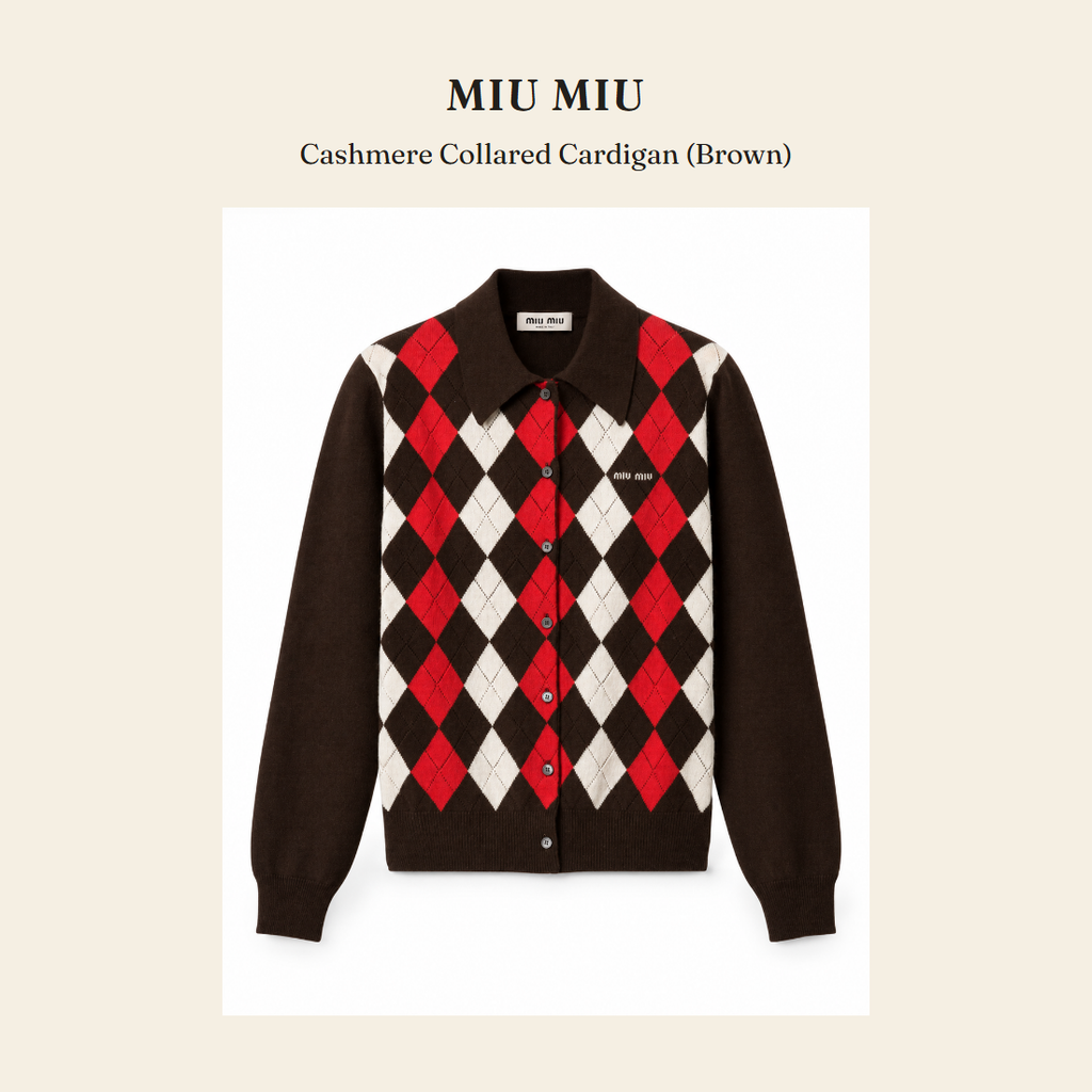 미우미우(Miu Miu) Cashmere Collared Cardigan (Brown) - 영국 정품 직수입 | Lhea UK(레아영국)