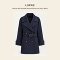 로에베(Loewe) Button Belt Double Breasted Peacoat (Navy Blue) - 영국직구 정품 | 레아영국