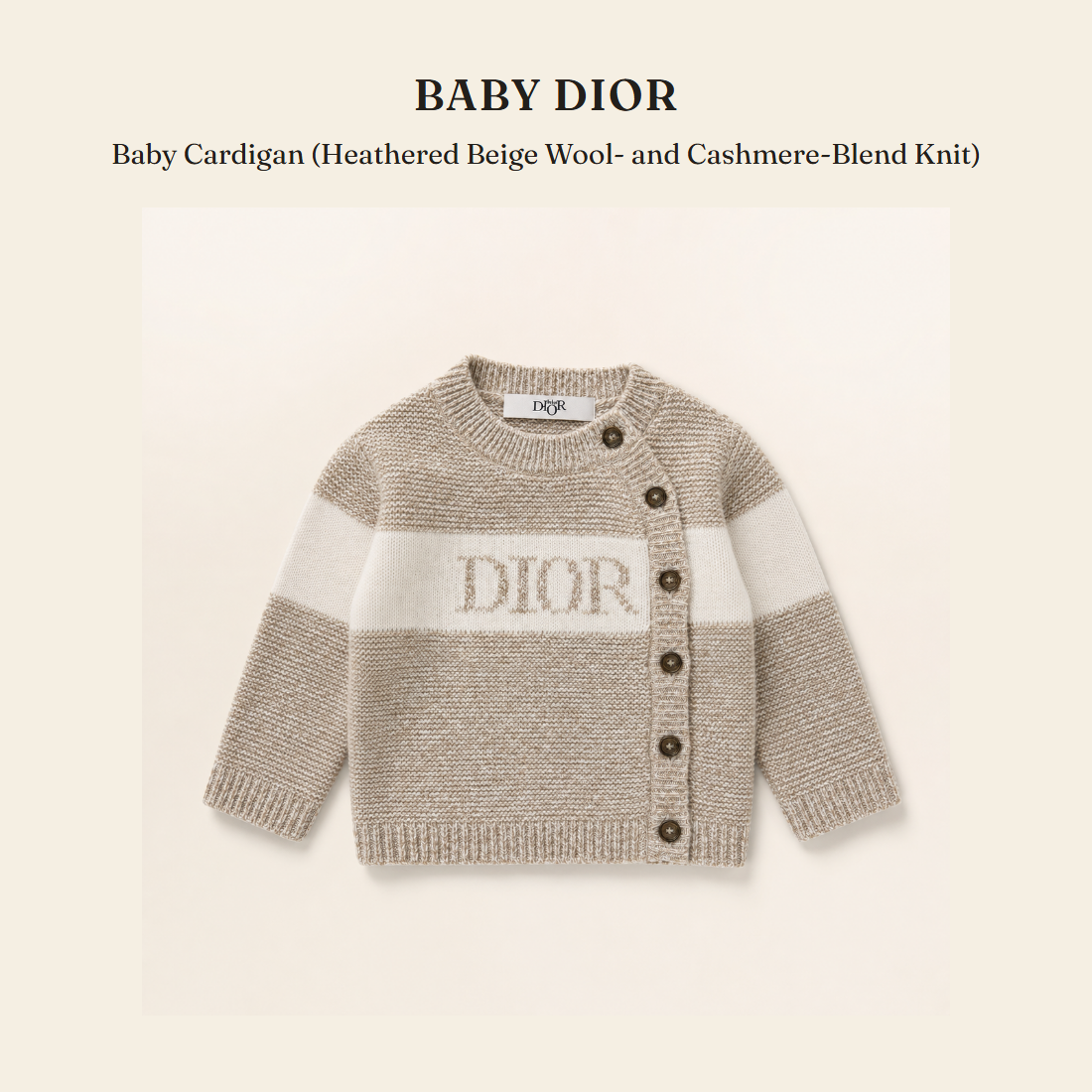 베이비 디올(Baby Dior) Baby Cardigan (Heathered Beige Wool- and Cashmere-Blend Knit) - 영국 정품 직수입 | Lhea UK(레아영국)