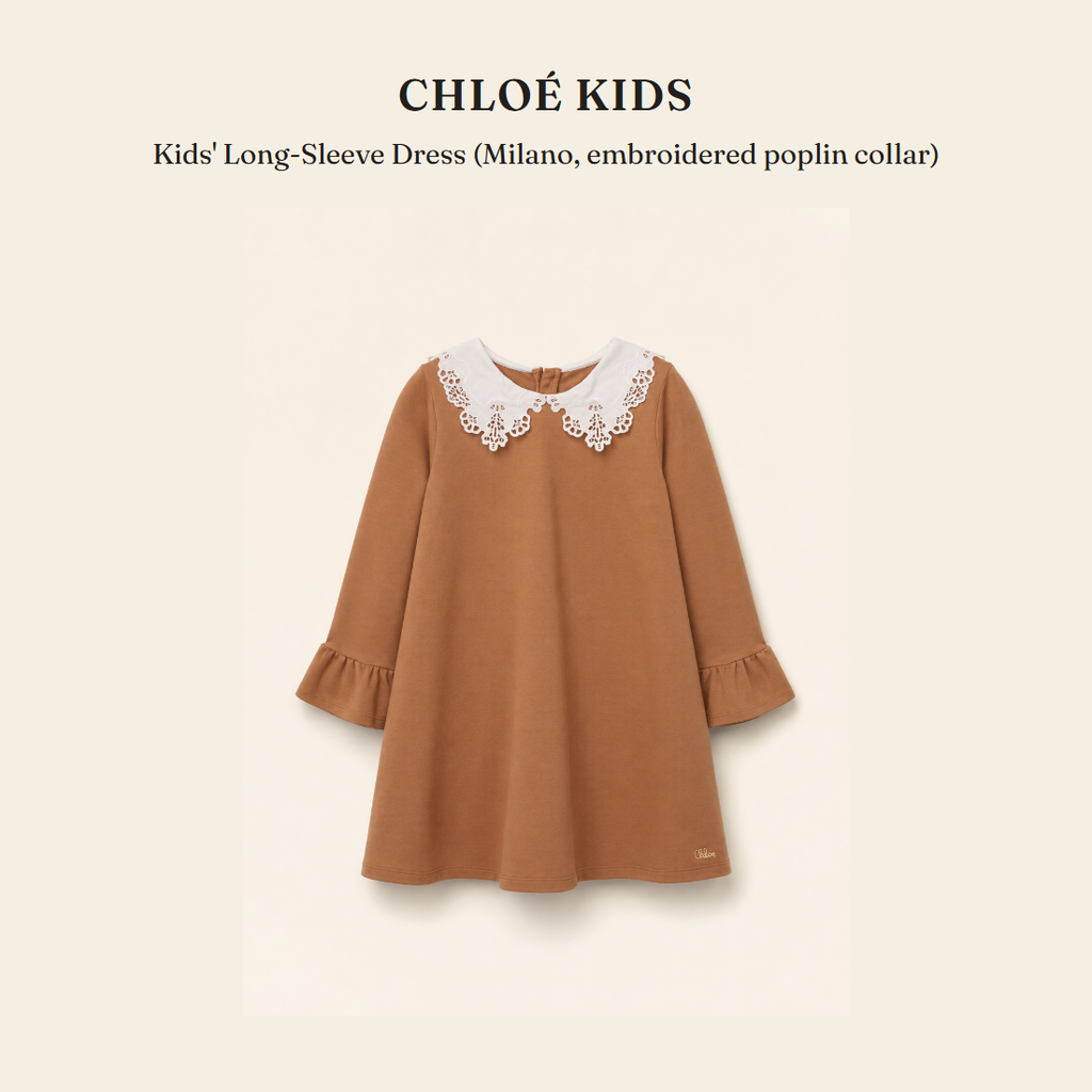 클로에 키즈(Chloé Kids) Kids' Long-Sleeve Dress (Milano, embroidered poplin collar) 원피스 - 영국 정품 직수입 | Lhea UK(레아영국)