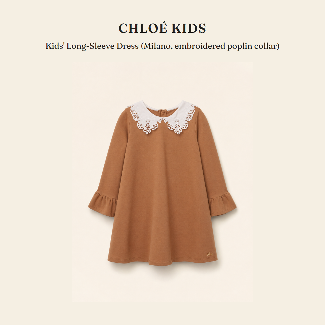 클로에 키즈(Chloé Kids) Kids' Long-Sleeve Dress (Milano, embroidered poplin collar) 원피스 - 영국 정품 직수입 | Lhea UK(레아영국)