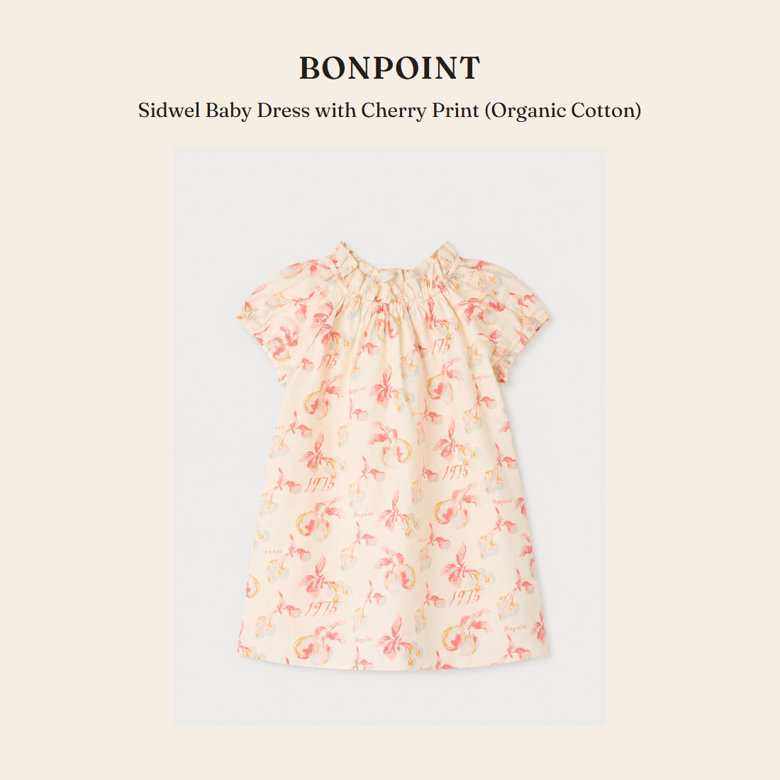 봉포인트(Bonpoint) Sidwel Baby Dress with Cherry Print (Organic Cotton) - 영국 정품 직수입 | Lhea UK(레아영국)