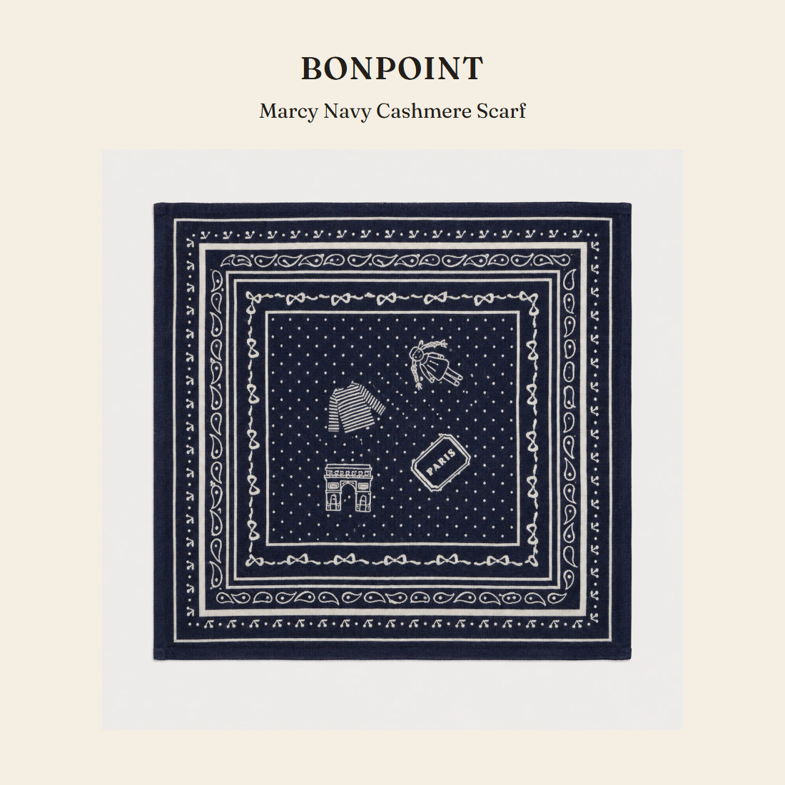봉포인트(Bonpoint) Marcy Navy Cashmere Scarf - 영국 정품 직수입 | Lhea UK(레아영국)