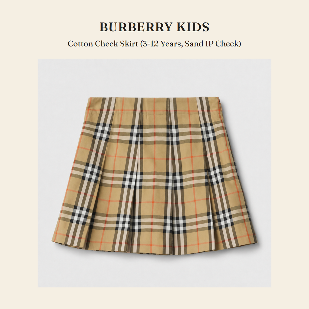 버버리 키즈(Burberry Kids) Cotton Check Skirt (3-12 Years, Sand IP Check) - 영국 정품 직수입 | Lhea UK(레아영국)
