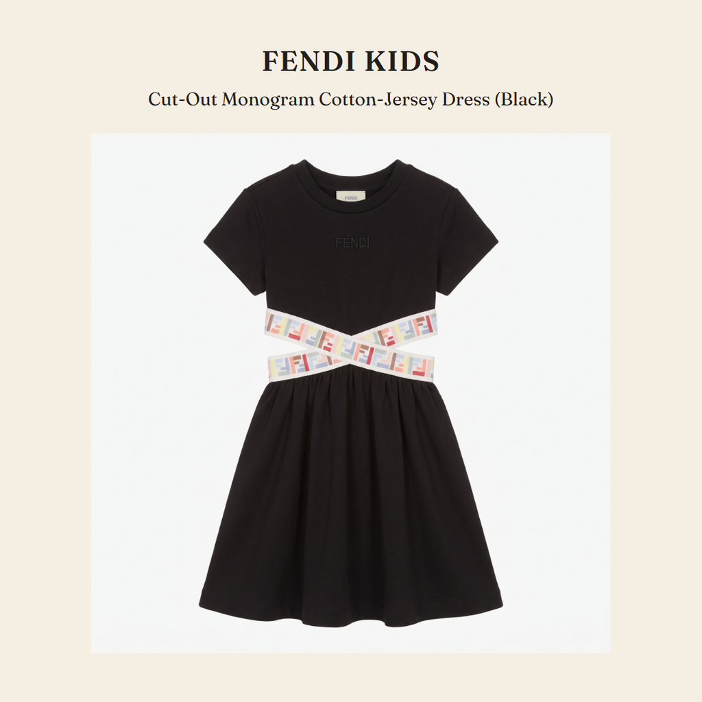 펜디 키즈(Fendi Kids) Cut-Out Monogram Cotton-Jersey Dress (Black) 원피스 - 영국 정품 직수입 | Lhea UK(레아영국)