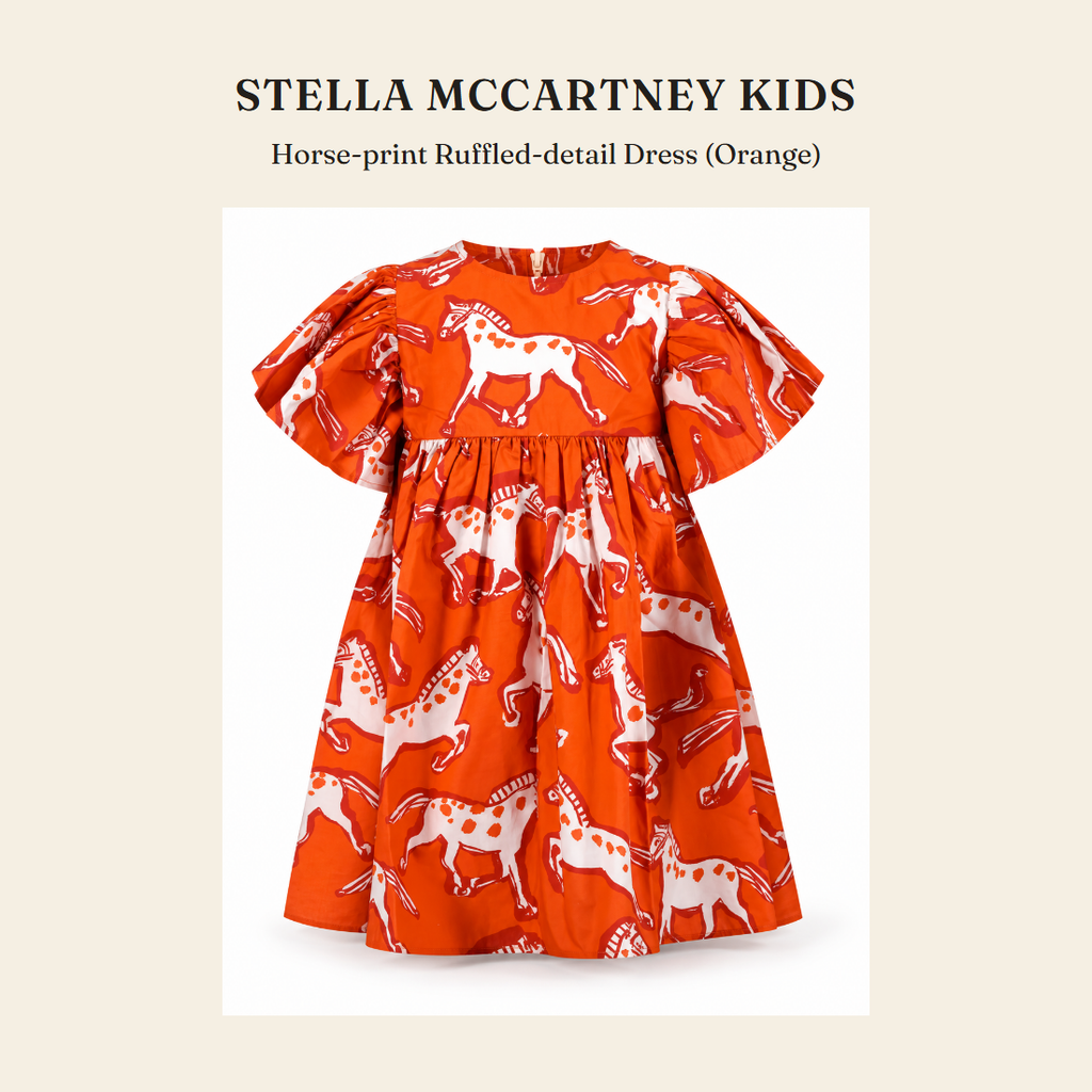 스텔라 매카트니 키즈(Stella McCartney Kids) Horse-print Ruffled-detail Dress (Orange) 원피스 - 영국 정품 직수입 | Lhea UK(레아영국)