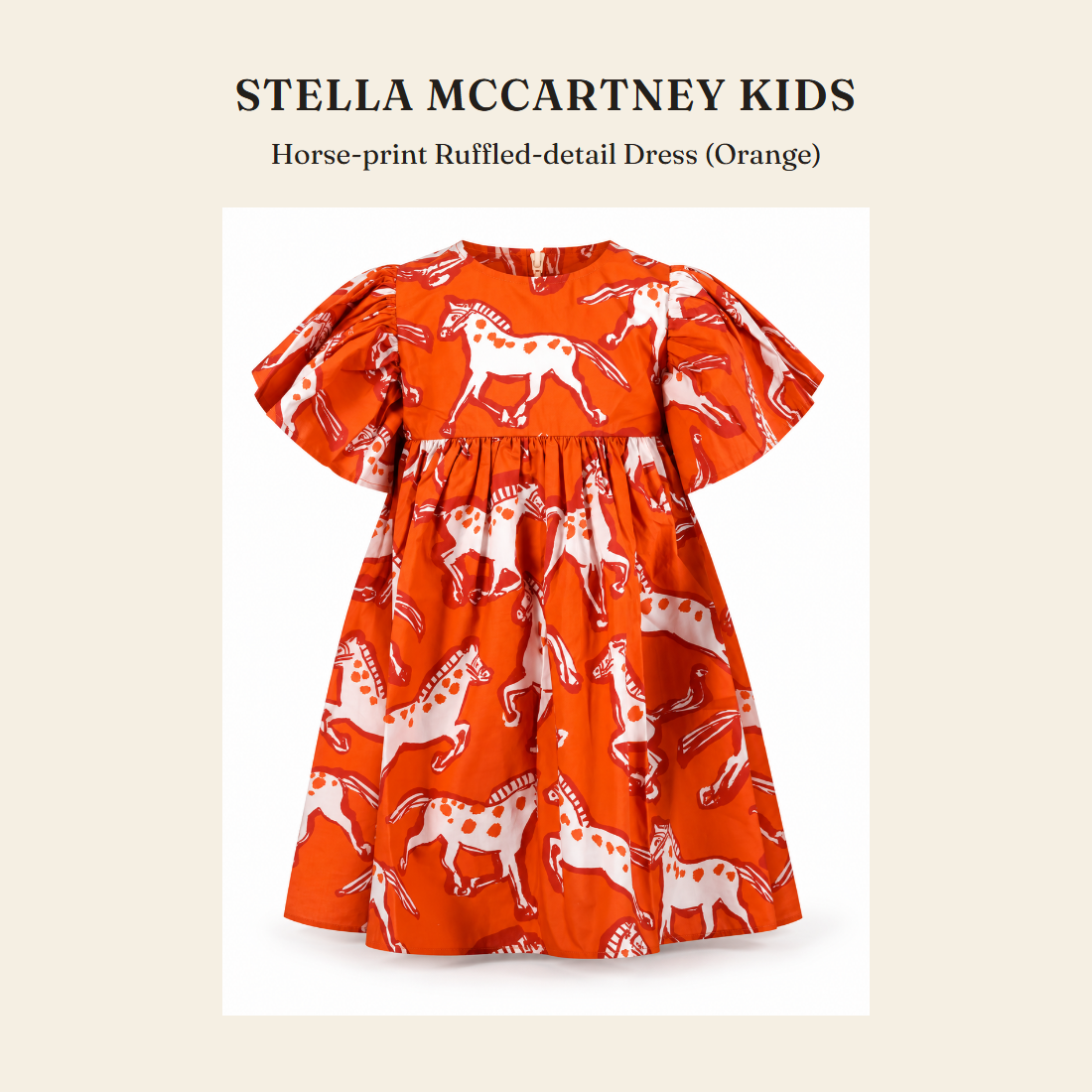스텔라 매카트니 키즈(Stella McCartney Kids) Horse-print Ruffled-detail Dress (Orange) 원피스 - 영국 정품 직수입 | Lhea UK(레아영국)
