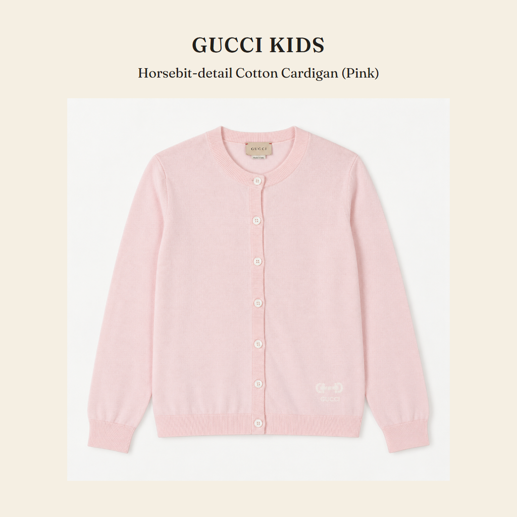 구찌 키즈(Gucci Kids) Horsebit-detail Cotton Cardigan (Pink) - 영국 정품 직수입 | Lhea UK(레아영국)