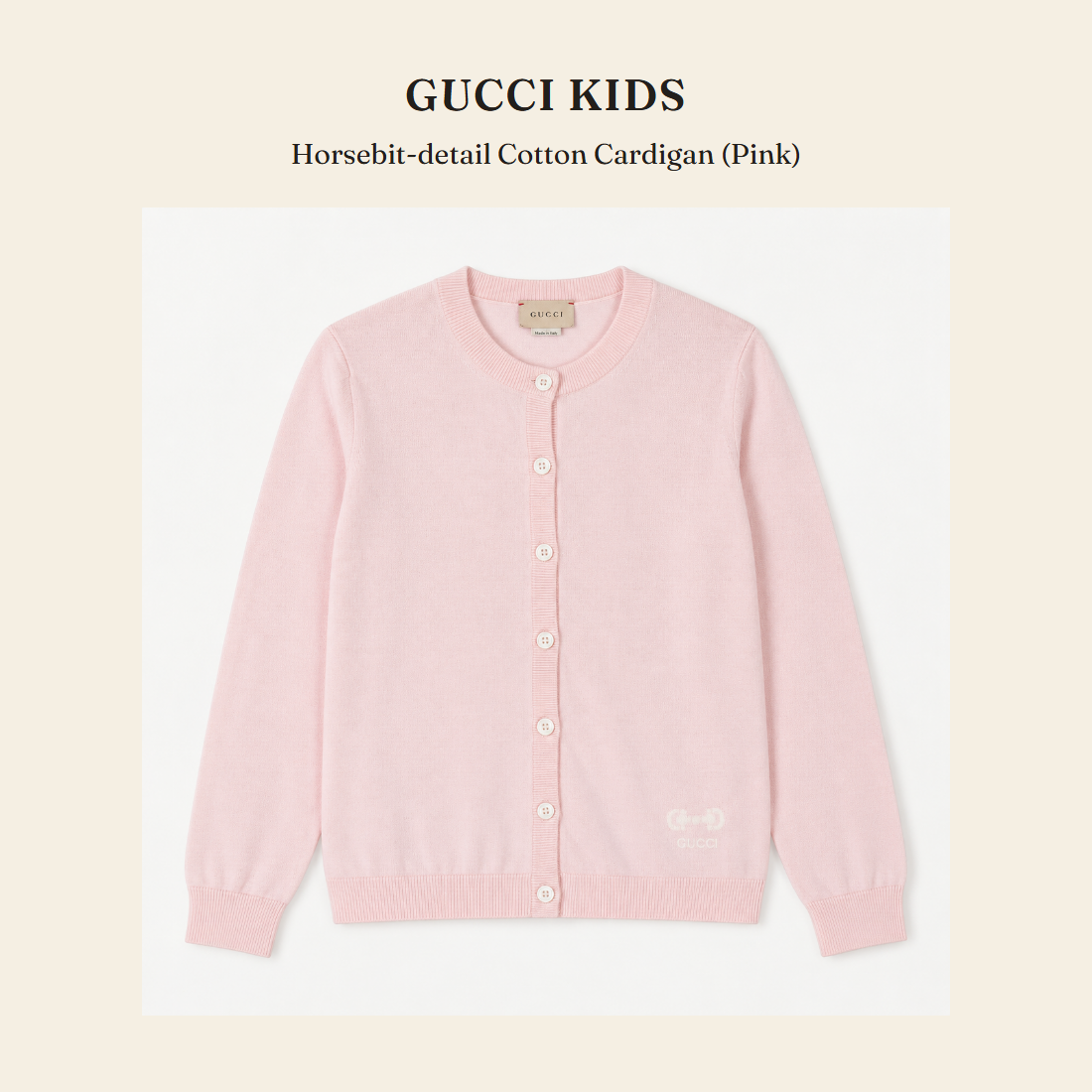 구찌 키즈(Gucci Kids) Horsebit-detail Cotton Cardigan (Pink) - 영국 정품 직수입 | Lhea UK(레아영국)