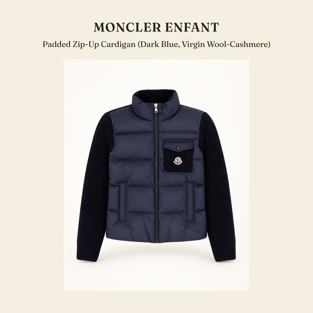 몽클레르 앙팡(Moncler Enfant) Padded Zip-Up Cardigan (Dark Blue, Virgin Wool-Cashmere) - 영국 정품 직수입 | Lhea UK(레아영국)