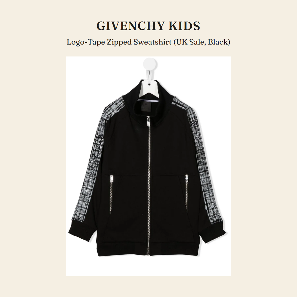 지방시 키즈(Givenchy Kids) Logo-Tape Zipped Sweatshirt (UK Sale, Black) - 영국 정품 직수입 | Lhea UK(레아영국)