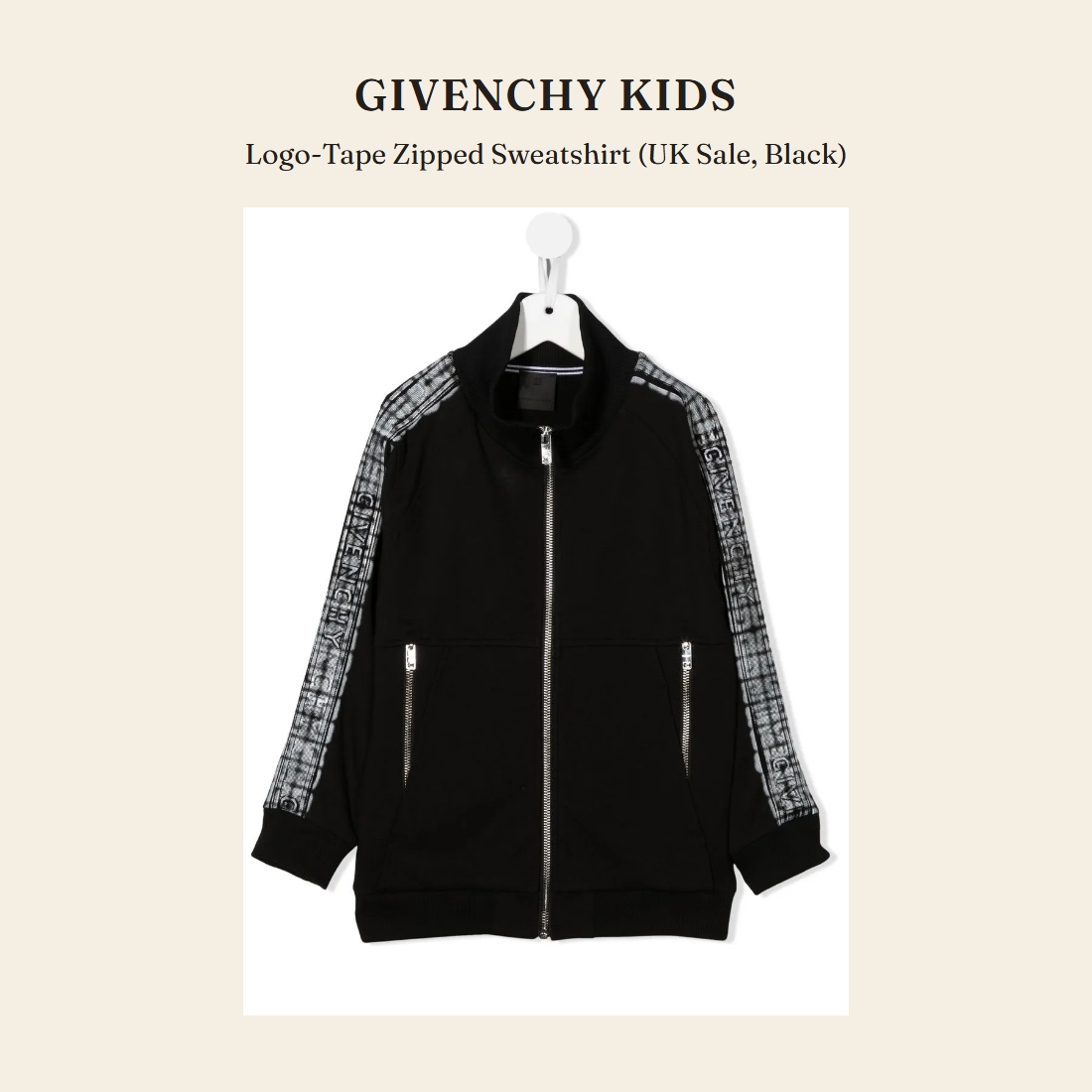 지방시 키즈(Givenchy Kids) Logo-Tape Zipped Sweatshirt (UK Sale, Black) - 영국 정품 직수입 | Lhea UK(레아영국)