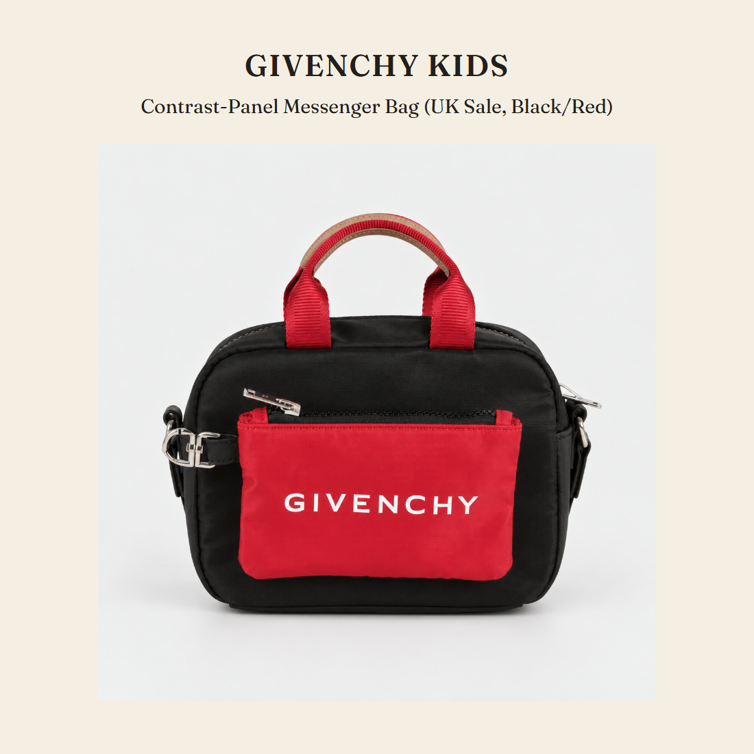 지방시 키즈(Givenchy Kids) Contrast-Panel Messenger Bag (UK Sale, Black/Red) - 영국 정품 직수입 | Lhea UK(레아영국)
