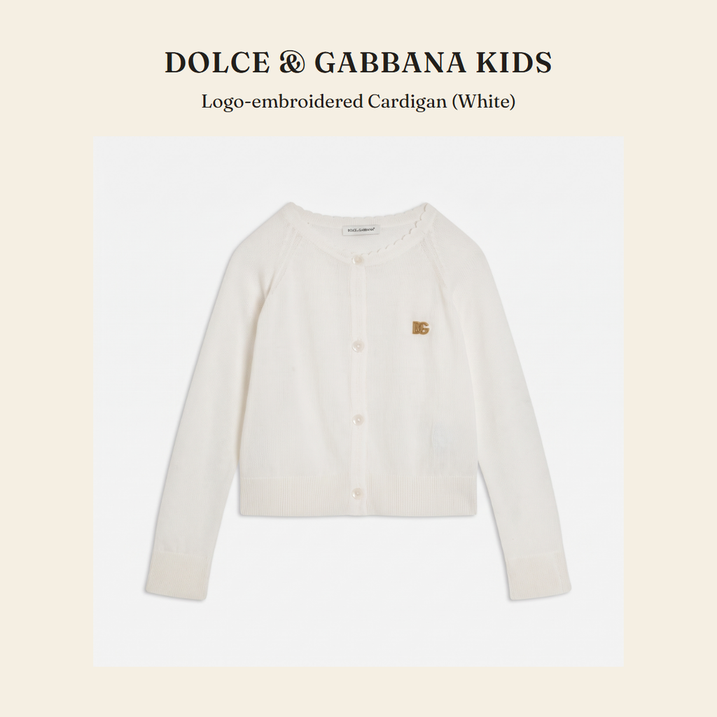 돌체앤가바나 키즈(Dolce & Gabbana Kids) Logo-embroidered Cardigan (White) - 영국 정품 직수입 | Lhea UK(레아영국)